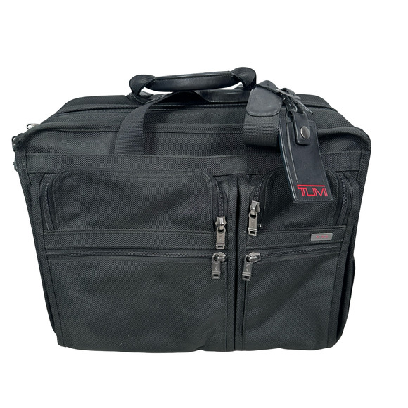 Tumi Alpha Deluxe Expandable Laptop Briefcase Rolling Carry-On Bag Black 26003D4 - Picture 2 of 16
